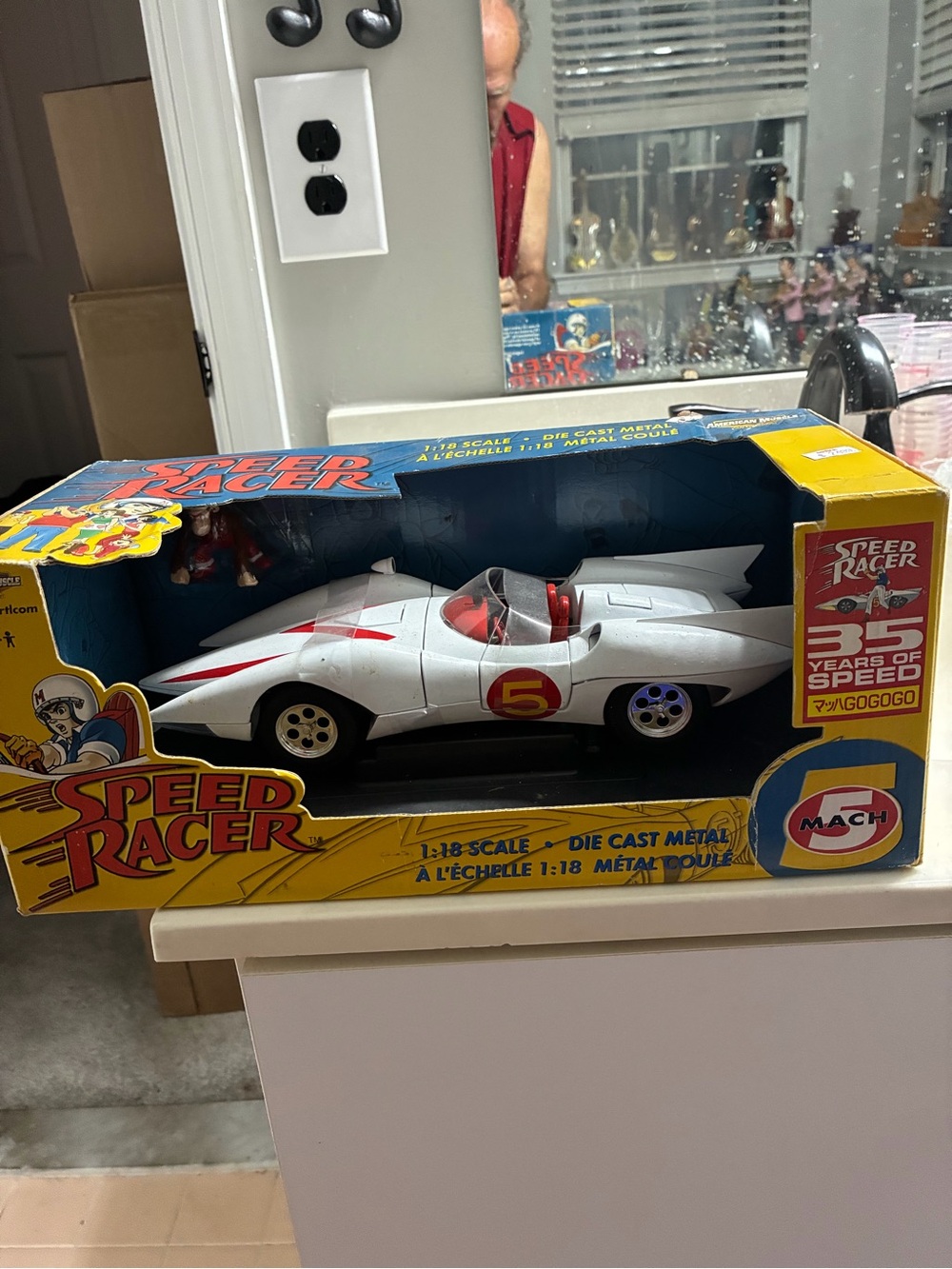 ERTL American Muscle Speed Racer Mach 5 1:18 Diecast + Chim Chim Figure 35th Ann